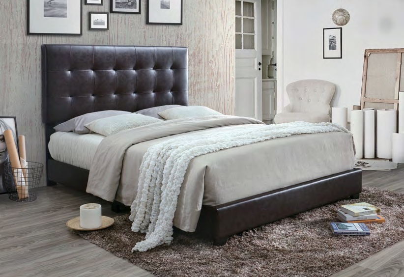 7102 BROWN Classic Brown Upholstered Bed