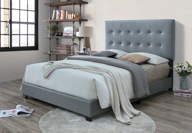 7102 GRAY Modern Gray Upholstered Bed