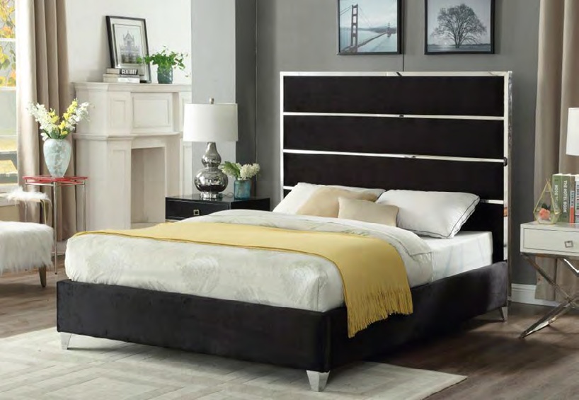 7404BK Classic Black Faux Leather Bed