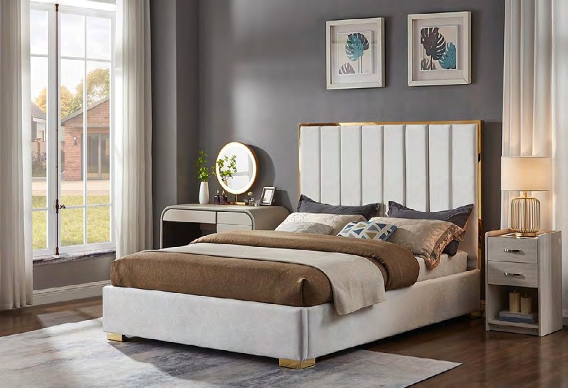 7405WH Modern White Minimalist Platform Bed
