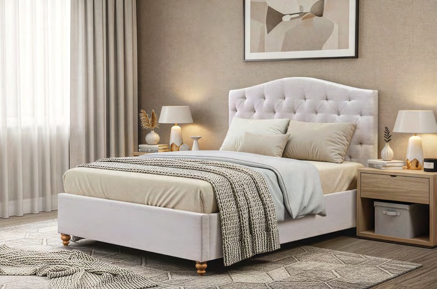7603 Grid Tufted Upholstered Bed