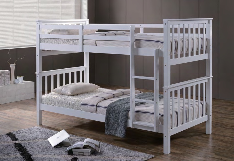7701WH Solid Wood Bunk Bed (TWIN/TWIN)