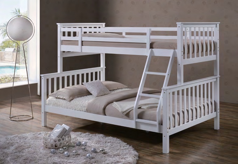 7702WH Solid Wood Bunk Bed (TWIN/FULL)