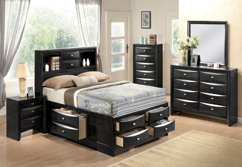 8910 Modern Gray Wood Bedroom Suite (5-PC)