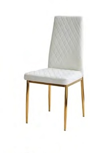 2800WH-GOLD(WELDED) Modern High-Back White Dining Chair