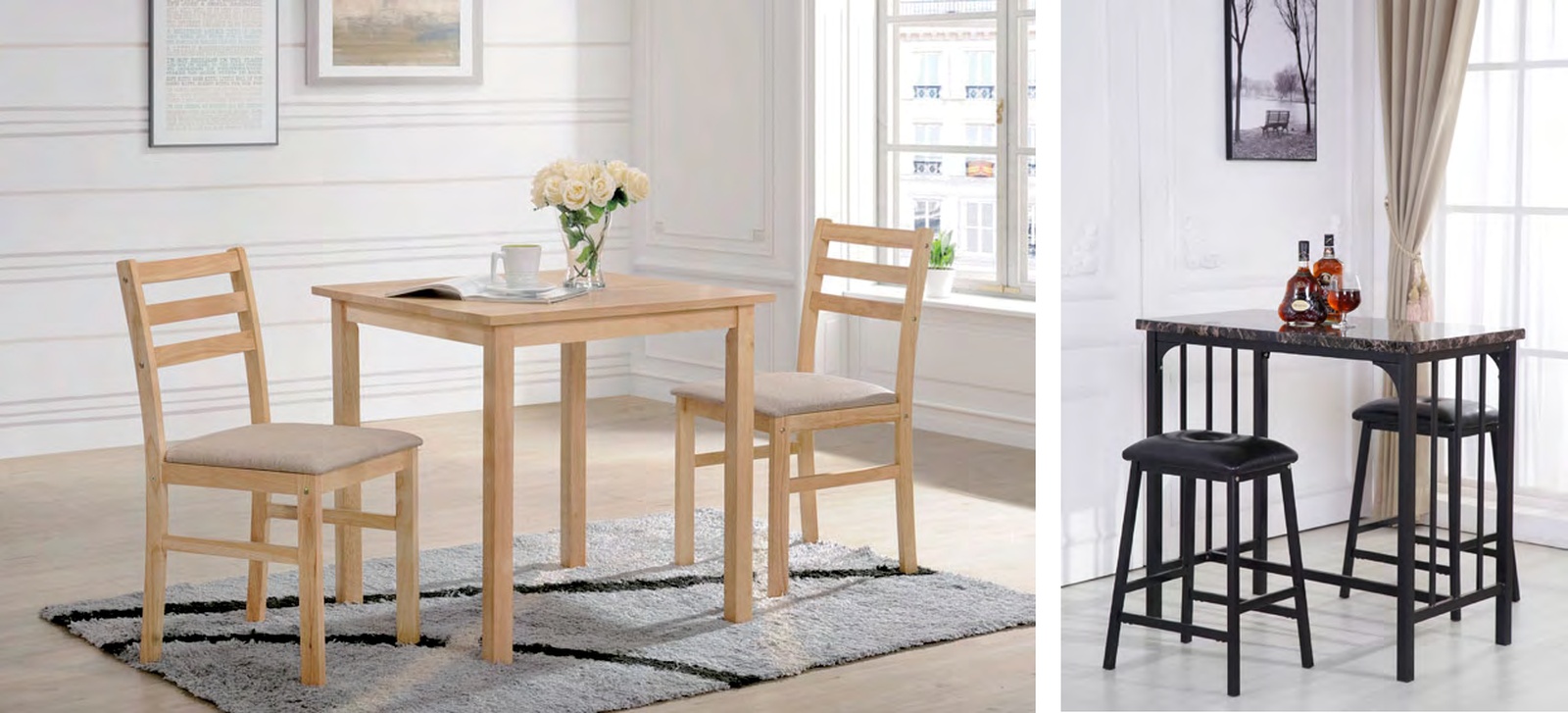 4003 / 4009 Modern 3-Piece Breakfast Nook Table Sets