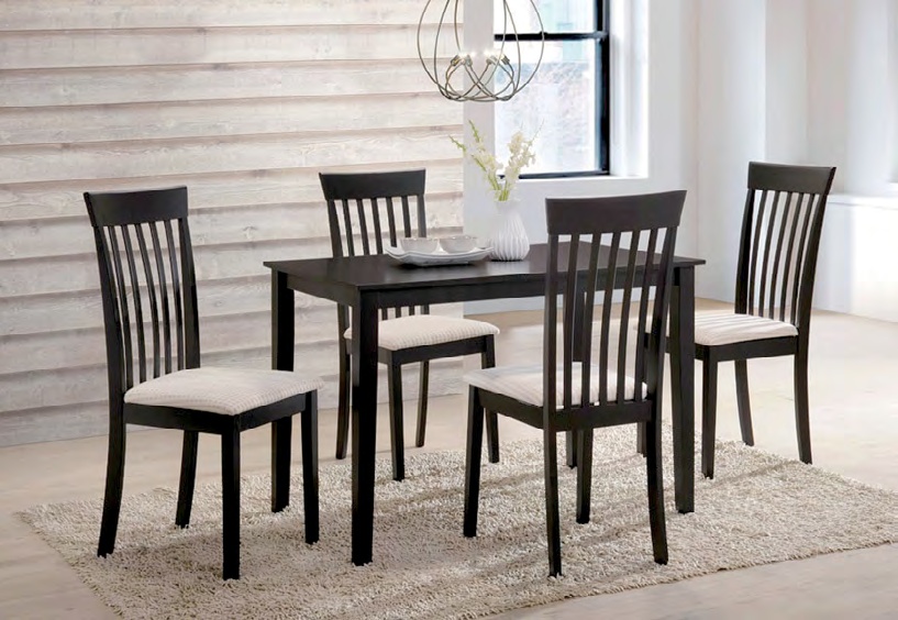 4159 Modern Dark Finish Dining Table & Chairs
