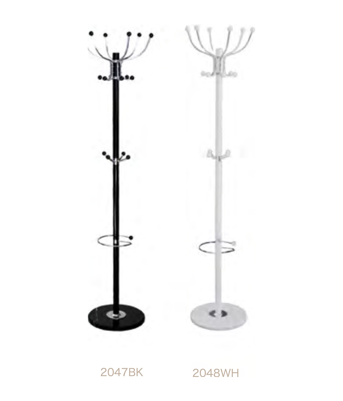 2047BK / 2048WH Classic Metal Coat Rack