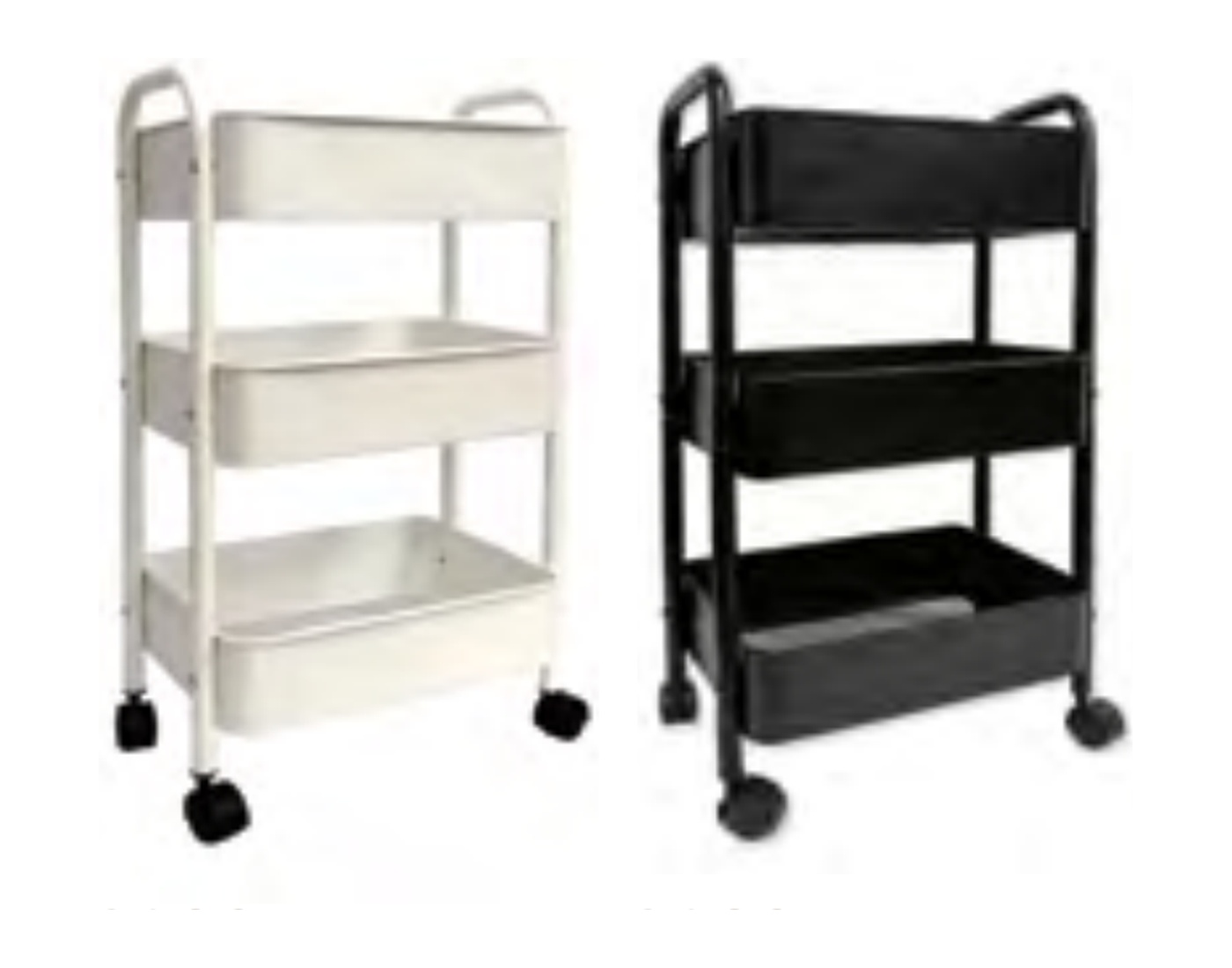 2083 (WH / BK) 3-Tier Rolling Utility Cart