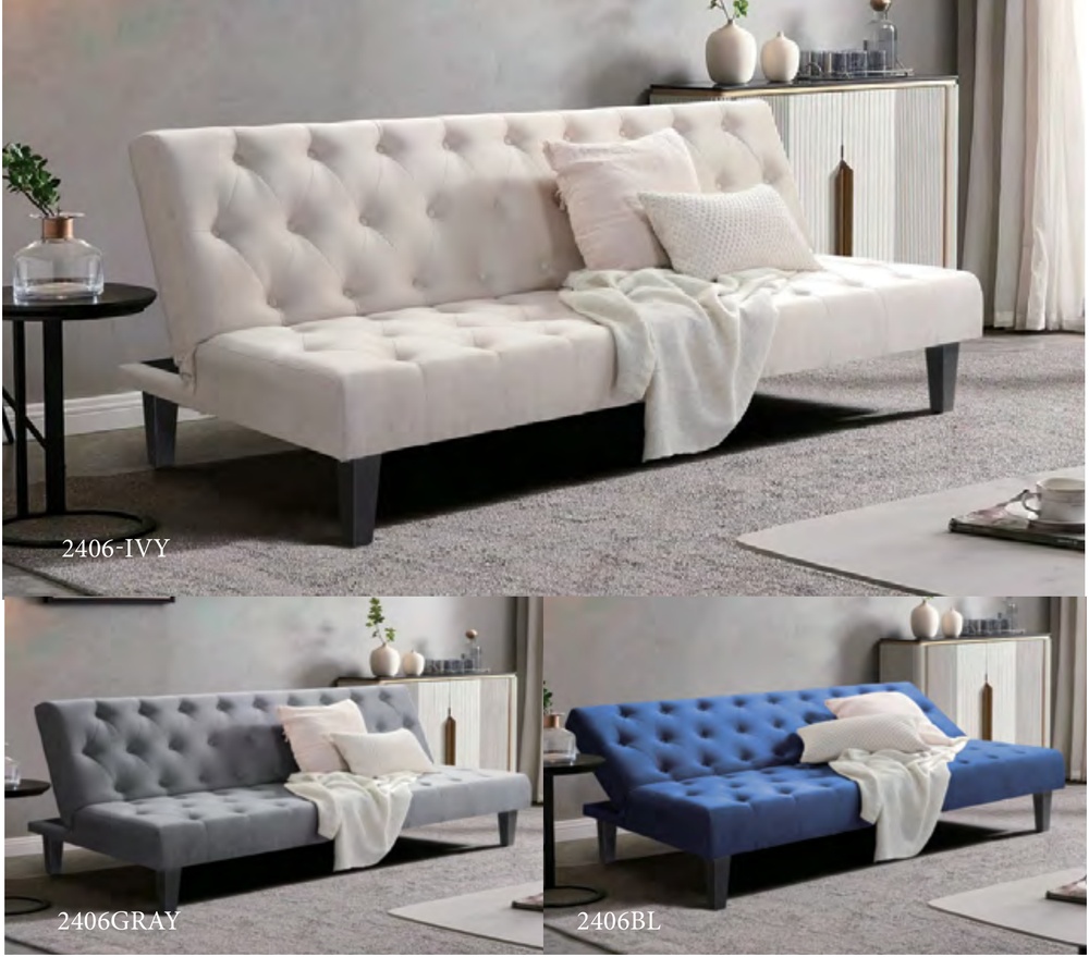 2406 (2406-IVY / 2406GRAY / 2406BL) Modern Fabric Sofa Bed