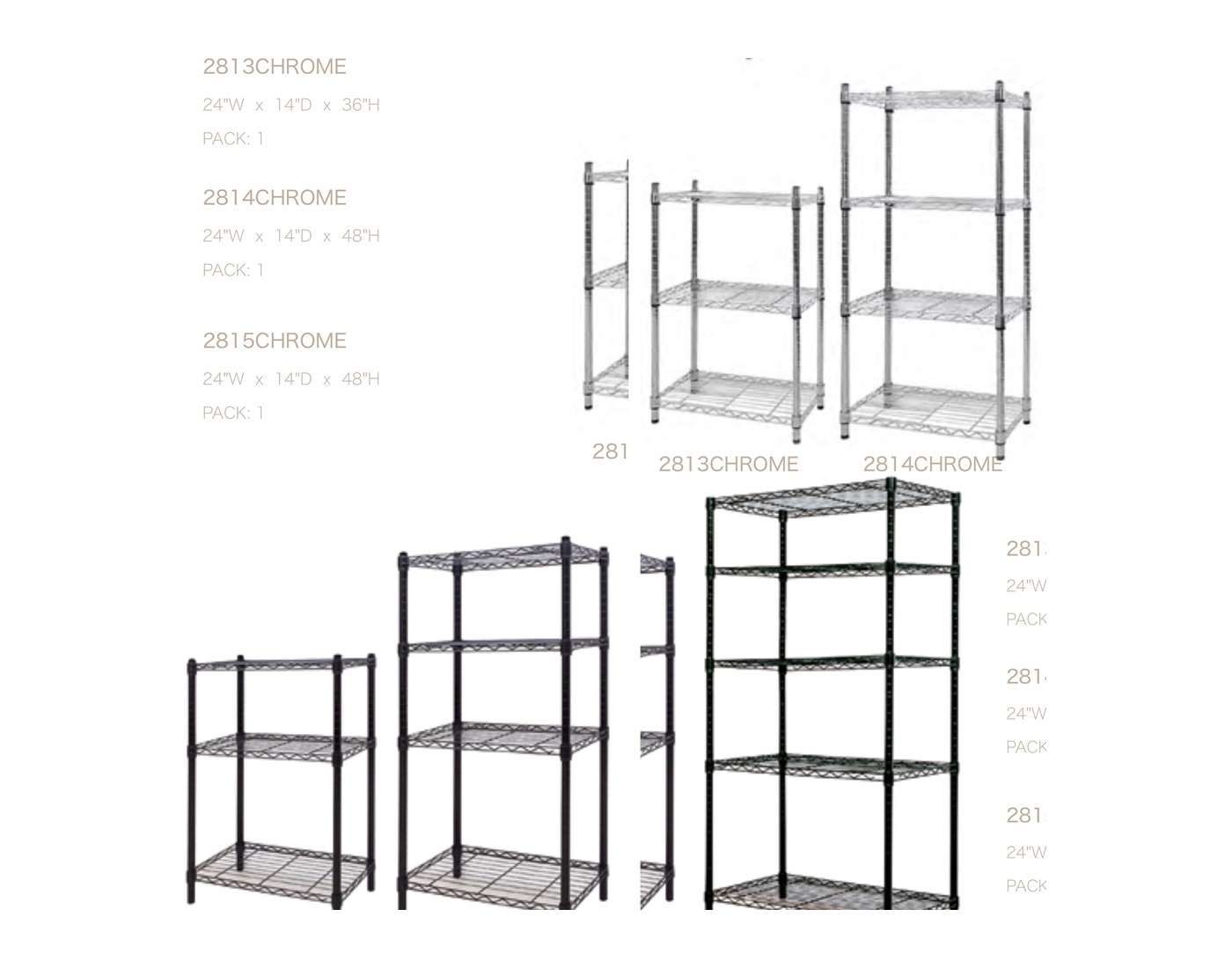 2813 / 2814 / 2815 Multi-Tier Storage Wire Shelves
