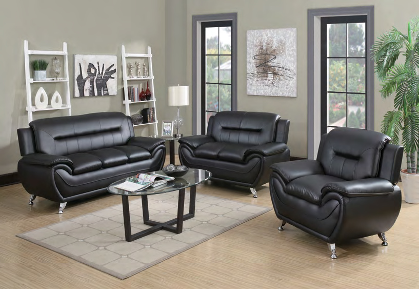 9931 / 9932 / 9933 Black PU Sofa Collection